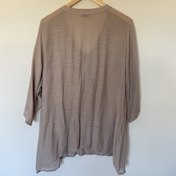 Gaya Silk Cotton Beige Button Down Tunic Asymmetrical Top M/L - Picture 5 of 5